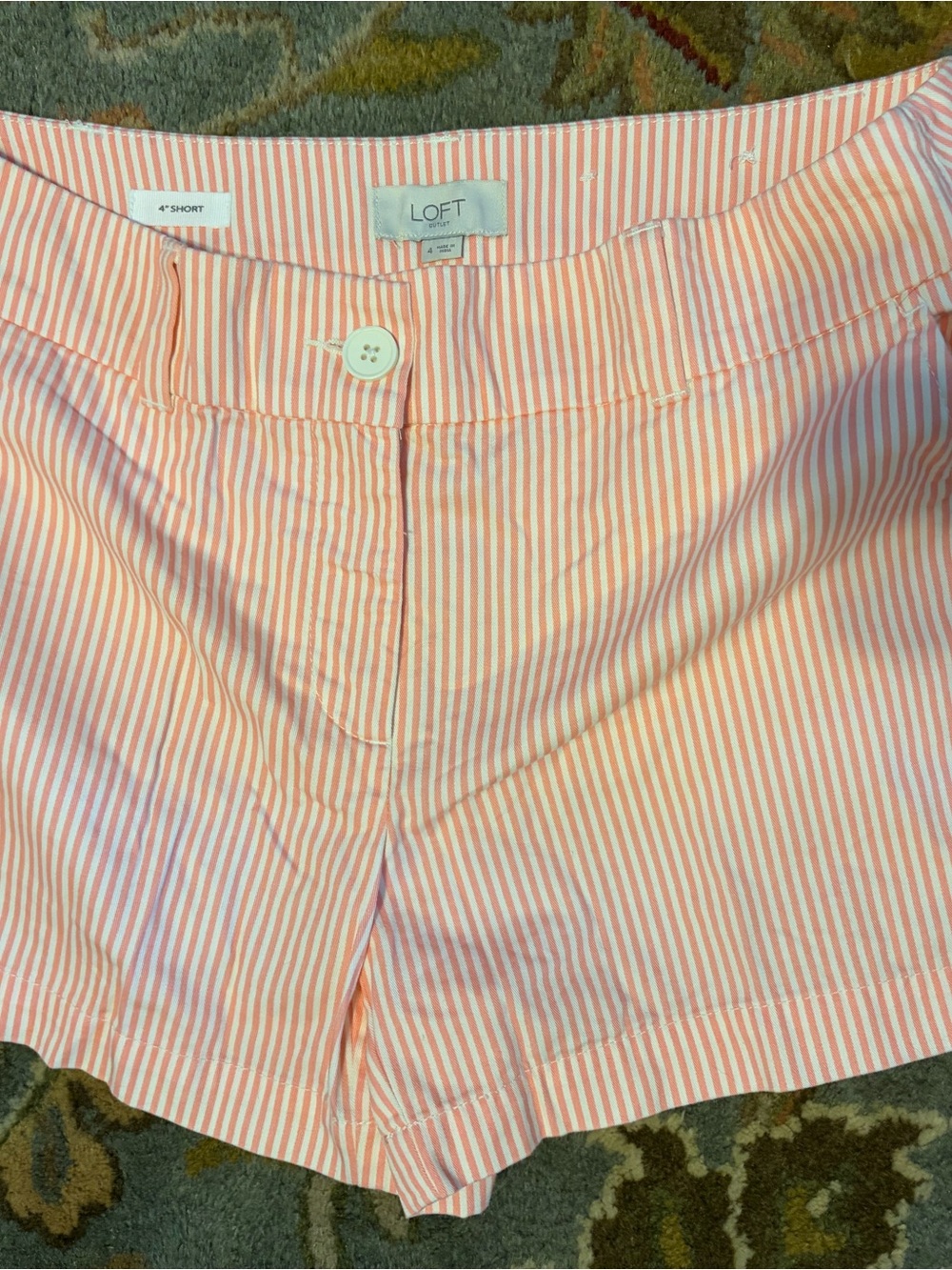 LOFT coral/salmon & White Striped Women's Shorts